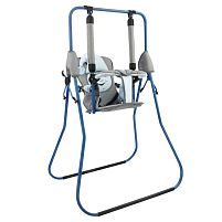 Гойдалка підлогова "Алінка" 4914 синій каркас, сіра матерія, блакитний гномик