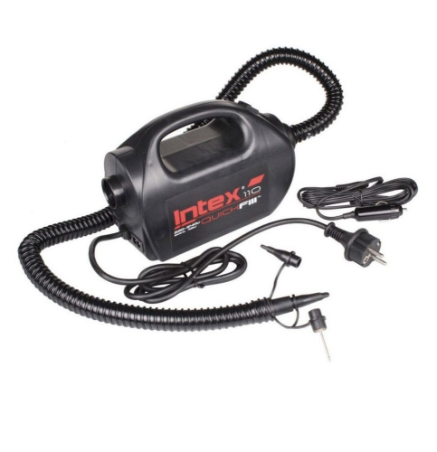 Насос електричний Intex 68609 «Quick-Fill» (живлення: мережа 220V чи прикурювч 12V, 400 л/хв., до 0,83 бар, 3 насадки, надування/здування)