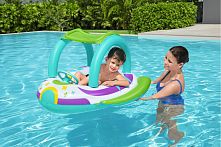 Плотик дитячий надувний для плавання BestWay 34149 «Космічний корабель» (60*107*112 см, знімний навіс, вік 3+, до 30 кг)