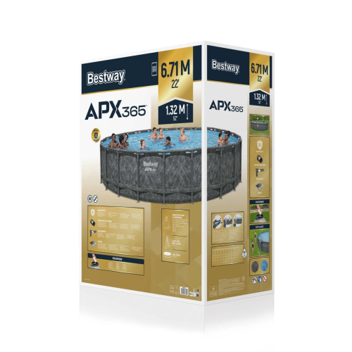Каркасний басейн BestWay 561JZ (132*671 см., об'єм: 40377 л., пісочний фільтр-насос 6813 л/год, наповнювач Polysphere, драбина, тент, серія: APX 365) фото 9