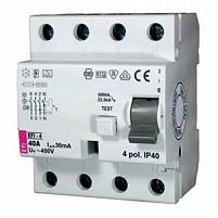 Картинка  Реле диференційне (УЗО) ETI, EFI6-4 40/0,03 тип AC (6kA) (2062138) магазин cd-market