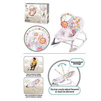 Шезлонг 898-942 мелодії, вібрація, дуга з підвісками, регулювання гучності, на батарейках, регулювання положення, в коробці