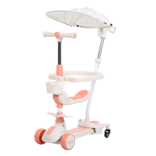 Самокат-беговел триколісний iTrike JR3-167-5BC-P (колеса: Ø4,33"/Ø3,15"/PU, рама пластик, сидіння, бампер, батьк. ручка, навіс, підсвітка, до 25 кг)