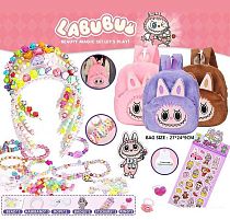 Набір для створення прикрас L 5255 3 види, намистини, ліска, основи для обідків, каблучки, наліпки, рюкзак, в пакеті, ВИДАЄТЬСЯ ТІЛЬКИ МІКС ВИ