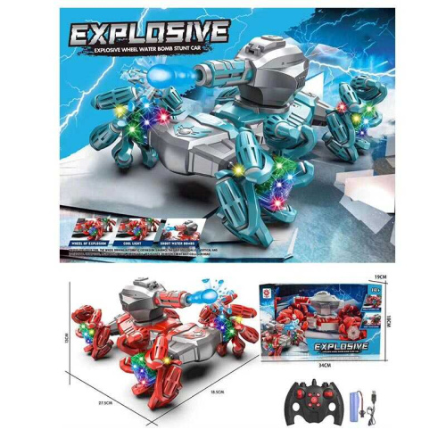 Танк на радіокеруванні 1037 2 кольори, світло, стріляє орбізами, обертається на 360°, підіймає корпус, акум. 3.7 V, роликові колеса, в коробці