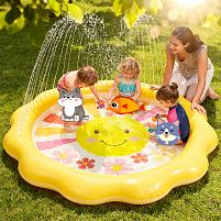 Дитячий надувний басейн Intex 56126 «Сонечко» (Ø104 см, ↑13 см, об'єм: 59 л, ненадувне дно, серія: SPRAY POOL, фонтан)