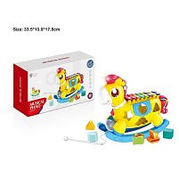 Логічний коник HE 8038 звук, підсвічування, ксилофон, сортер, пальчикові ігри, у коробці