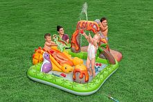 Дитячий надувний ігровий центр BestWay 53172 «Дінопарк» (102*188*262 см, басейн 150 л, м'ячі, надувні іграшки, гірка, фонтан, до 45 кг)