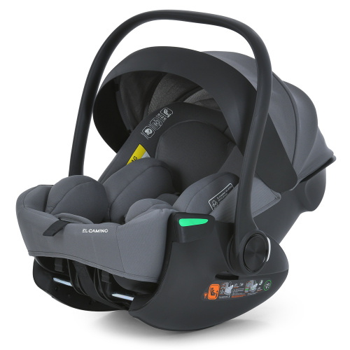 Автокрісло El Camino i-FLOW ME 1198 Gray (встановлення проти ходу руху, зріст дитини: 40-87 см, 3 точки кріплення, ремень безпеки, вік 0+)
