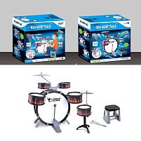 Барабанна установка L 651 стільчик, 5 барабанів, 1 барабан із педаллю, 2 палички, 2 металевих диски, в коробці