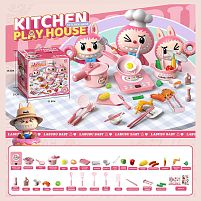 Набір посуду S 20-12 B плита, каструлька, пательня, сотейник, харчові продукти, дощечка, кухонне приладдя, наліпки, в коробці