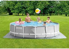 Каркасний басейн Intex 26720 (107*427 см., об'єм: 12706 л., картриджний фільтр-насос 3785 л/год, драбина, тент, підстилка, серія: Prism Frame)