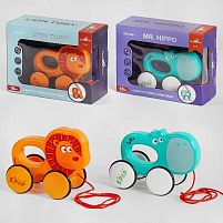 Каталка 328 / 329 2 види, лев, бегемот, в коробці