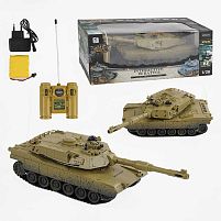 Танк на радіокеруванні 99812 звук, підсвічування, акумулятор 4.8V, пульт 27 Mhz, зарядний пристрій, башта обертається, гумові гусені, в коробці