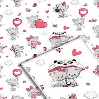 Папір пакувальний крейдований "Ведмедик на білому" 70*100см 10л/уп Stenson 1037БЛ