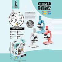 Мікроскоп 3305 3 кольори, збільшення 100х, 600х та 1200х, інструменти, скельця, підсвічування, на батарейках, в коробці, ВИДАЄТЬСЯ ТІЛЬКИ МІКС ВИ