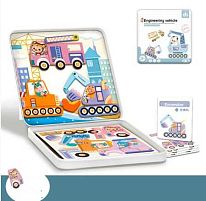 Магнітна гра С 74463 “Транспорт та тваринки”, пазли, картки, назви транспорту, англійською, маркер “пиши-витирай”, металевий бокс в пакеті