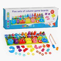 Логічна дерев’яна дошка C 64995 сортер, цифри, магнітна риболовля, шестерні, пірамідки, геометричні фігури, в коробці