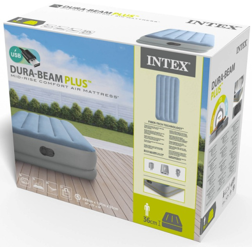 Надувне ліжко Intex 64157 (36*99*191 см, односпальне, вбудований USB електронасос, до 136 кг) фото 5