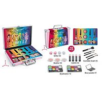 Косметика FT 2042 помади, палетка тіней, рум’яна, блискітки, контуринг, пензлики, у валізі