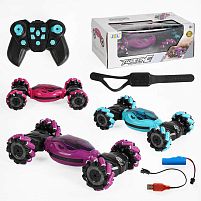 Машина на радіокеруванні 3788-1 трюкова, керування: браслет і пульт, музика, світло, пульт 2.4GHz, акум. 3.7 V, 3 кольори, в коробці, ВИДАЄТЬСЯ Т