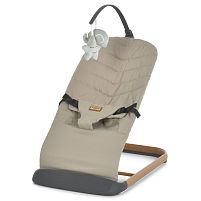 Крісло-шезлонг для немовлят (баунсер) El Camino ME 1178-1-W Taupe Beige (з натурального льону, механізм гойдання: від рухів дитини)