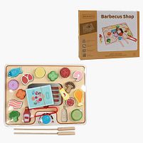 Вкладиші C 74297 дерев’яні, щипці, картки із завданнями, 2 палички, фігурки, в коробці