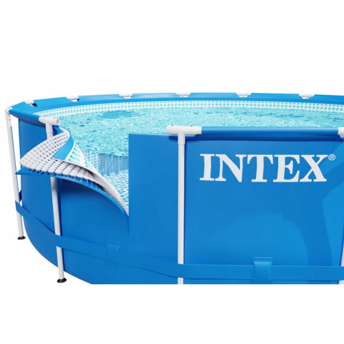Каркасний басейн Intex 28242 (122*457 см., об'ем: 16805 л., картриджний фільтр-насос 3785 л/год, драбина, тент, підстилка, серія: Metal Frame) фото 10