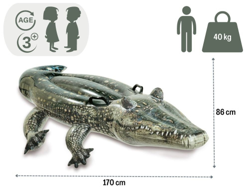 Плотик дитячий надувний для плавання Intex 57551 «Алігатор» (86*170 см, ручки, вік 3+, до 40 кг) фото 5