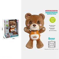 Музичне брязкальце SL 88054 "Ведмежа", на батарейках, мелодії, звук дихання, підсвічування, шелесткі елементи, в коробці