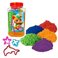 Кінетичний пісок 26428 1кг "4FUN Game Club", 4 формочки, в банці, ВИДАЄТЬСЯ МІКС ВИДІВ