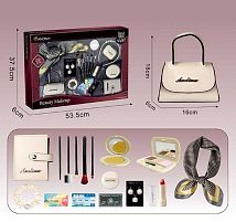 Набір аксесуарів 676-6 сумочка, хустка, пензлики, гаманець, прикраси, імітація косметики, обруч, в коробці