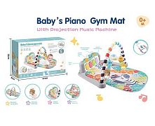 Килимок 7728 C проєктор, bluetooth-колонка, піаніно, звуки, мелодії, ноти, підсвічування, брязкальця, дзеркальце, в коробці