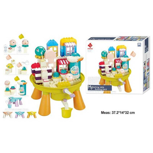 Конструктор 77016 122 елементи, столик, водяні іграшки, кухлик, антиковзкі наліпки, інструкція, в коробці