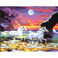 Картинка  Набор для творчества Sequin Art PAINTING BY NUMBERS SENIOR Horses in the Surf SA0041 магазин cd-market