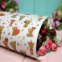 Папір пакувальний крейдований "Ведмедик на білому" 70*100см 10л/уп Stenson 1031БЛ