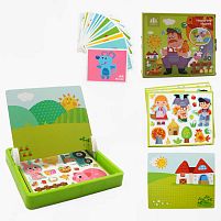 Дерев'яна магнітна дошка С 74453 "Ферма", маркер, картки, магніт, назви англійською мовою, в коробці