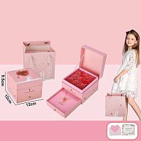 Набір прикрас 769-11 висувна шухляда, підвіска, каблучка, бутони троянди, листівка, паперовий пакет, в коробці