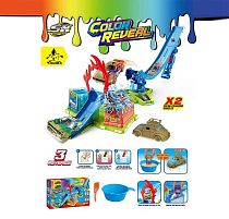 Автомийка SK 774 S трек, 2 металопластикові машинки, змінюють колір, рухливі елементи, піпетка для водички, в коробці