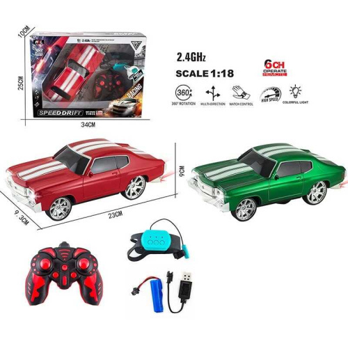 Машина на радіокеруванні 12065-9 2 кольори, акумулятор 3.7V, пульт 2.4 GHz, браслет, масштаб 1:18, звуки, мелодії, підсвічування, в коробці, ВИ