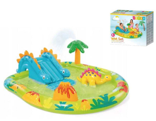 Дитячий надувний ігровий центр Intex 57166 «Дінопарк» (58*152*191 см, басейн 143 л, гірка, фонтан, динозавр, ненадувне дно, до 53 кг) фото 9