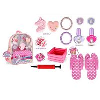 Набір для педикюру ZR 31 D тапочки, лаки для нігтів, бомбочки для ванни, блискітки, резинки для волосся, у сумці