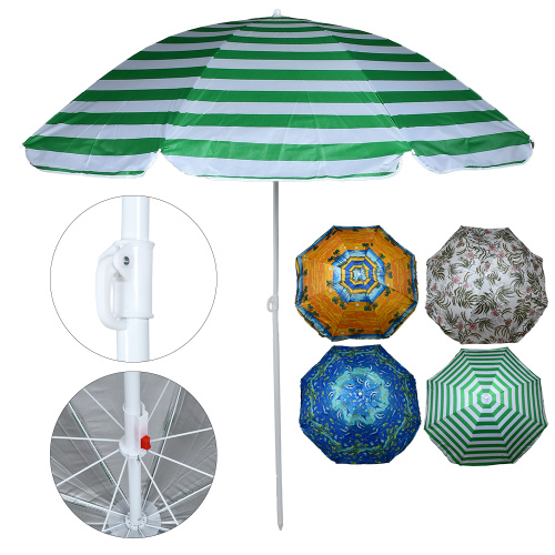 Парасолька (зонт) пляжна Stenson MH-0039-MIX «Designs» (Ø2 м, 8 спиць, 4 кольри, чохол в комплекті)