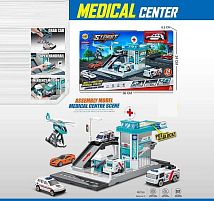 Станція швидкої допомоги MH 648 металопластикова машинка, 22 елементи, аксесуари, наліпки, в коробці