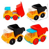 Самоскид 0907 "Technok Toys", довжина 17,5 см, перекидний кузов, прозора кабіна, у сітці