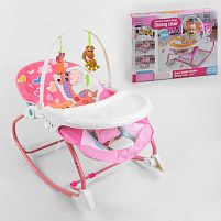Шезлонг 8169 2в1 шезлонг і дитячий стільчик, музичний блок з вібрацією, знімна стільниця, 2 підвісних гризунки, в коробці