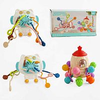 Набір брязкалець 888-9 прорізувач, брязкальце-прорізувач, 12 масажних пластинок для ясен, подвійне обертання іграшки, тріскачка, сфера з кульками