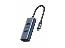 Картинка  Адаптер Baseus Type-C to USB3.0*3+RJ45, grey (CAHUB-M0G) магазин cd-market
