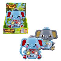 Музична іграшка 99186 "WToys", "СЛОНИК", 2 кольори, ОЗВУЧУВАННЯ УКРАЇНСЬКОЮ МОВОЮ, пісні, казки, віршики, підсвічування, цифри, звуки тварин,