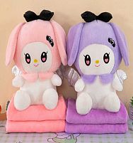 М`яка іграшка M 18274 2 види, герой, висота 43см, сидяча, бантик, плед: 175х105 см